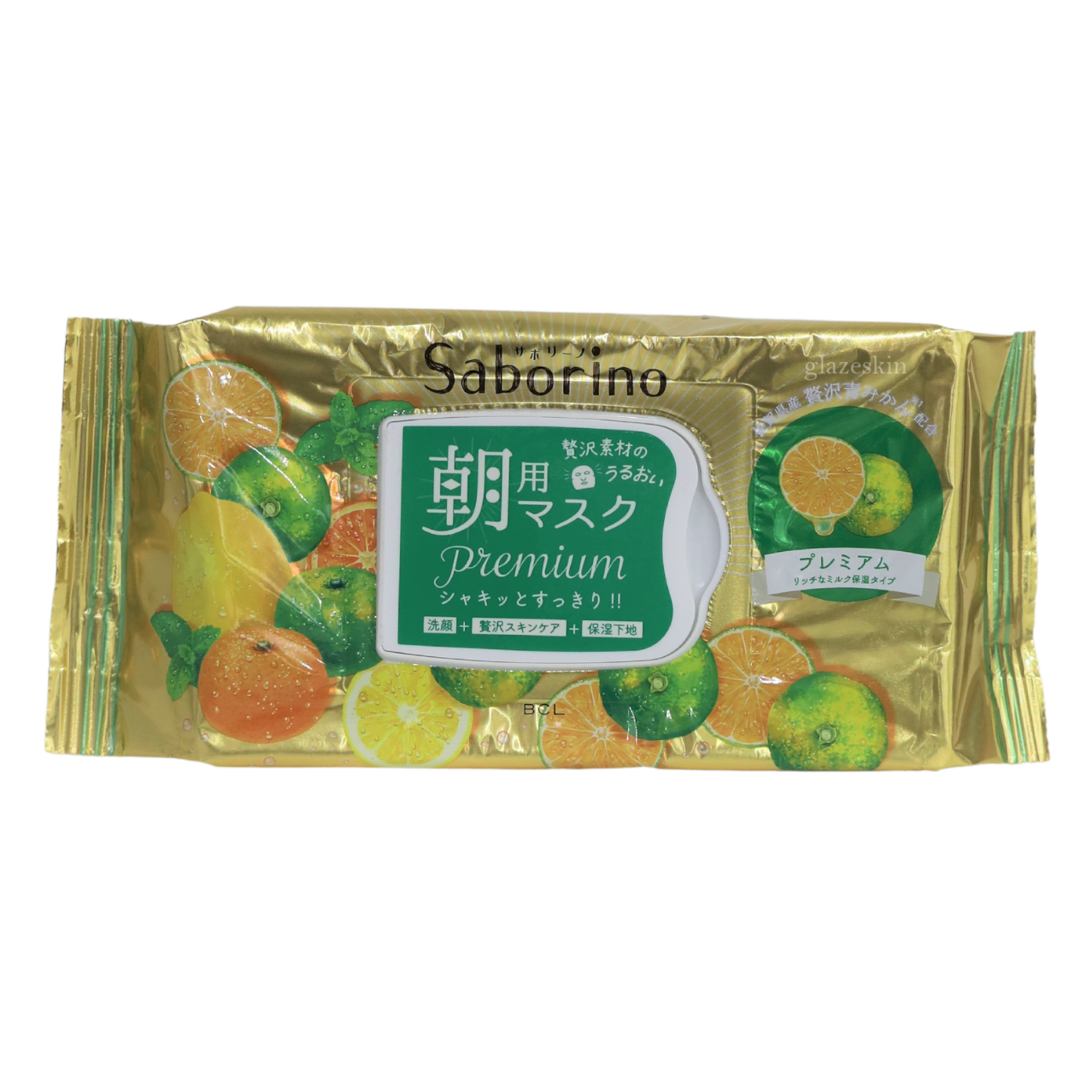 BCL - Saborino Premium Morning Mask Green Mandarin 28pcs - glazeskin