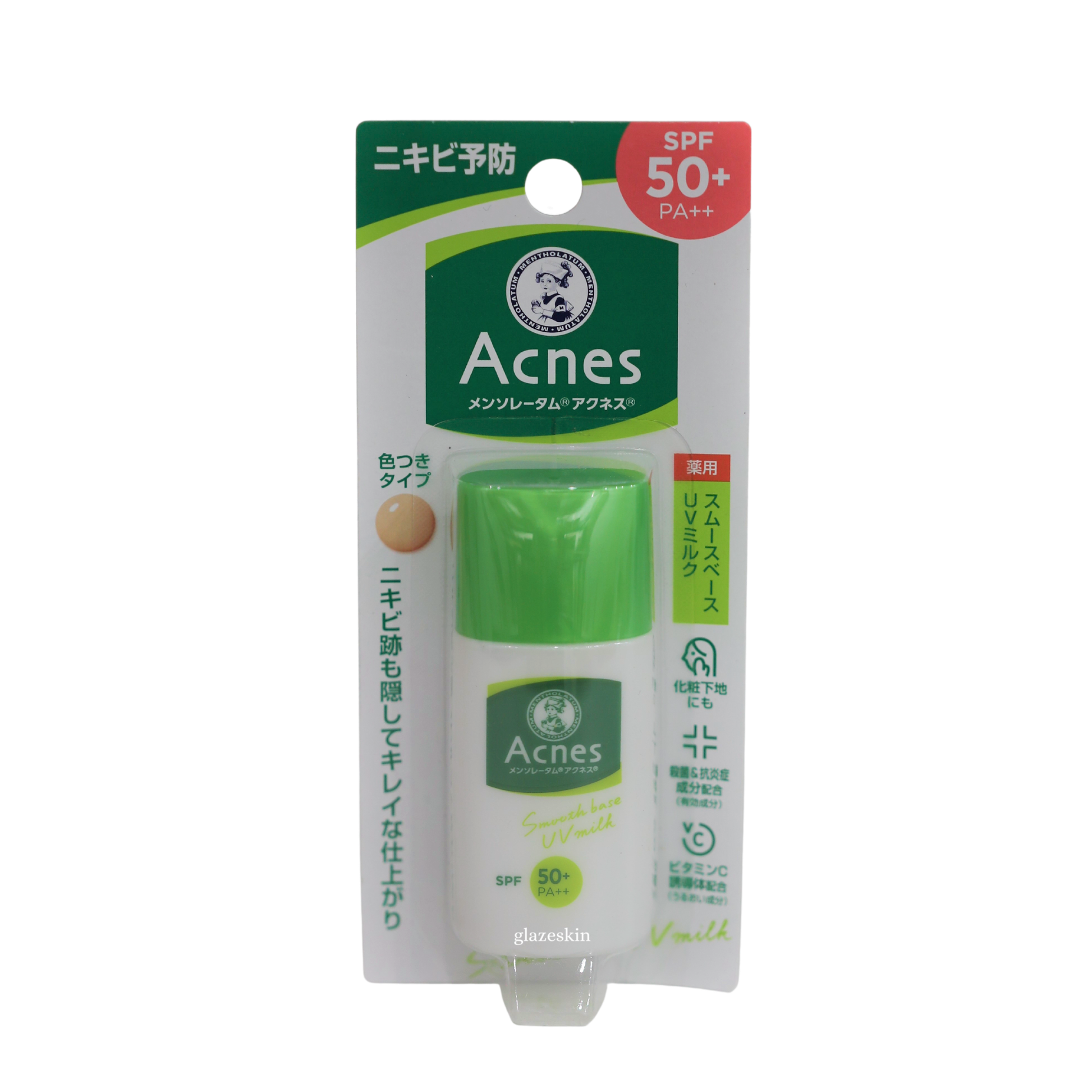 Rohto Mentholatum - Acnes Smooth Base Tinted UV Milk SPF 50+ PA++ - 30g - glazeskin